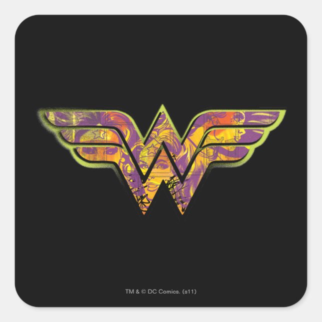 Wonder Woman farbiges Logo Quadratischer Aufkleber (Vorderseite)