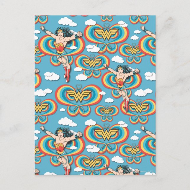 Wonder Woman Flying High Pattern Postkarte (Vorderseite)