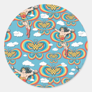 Wonder Woman Flying High Pattern Runder Aufkleber