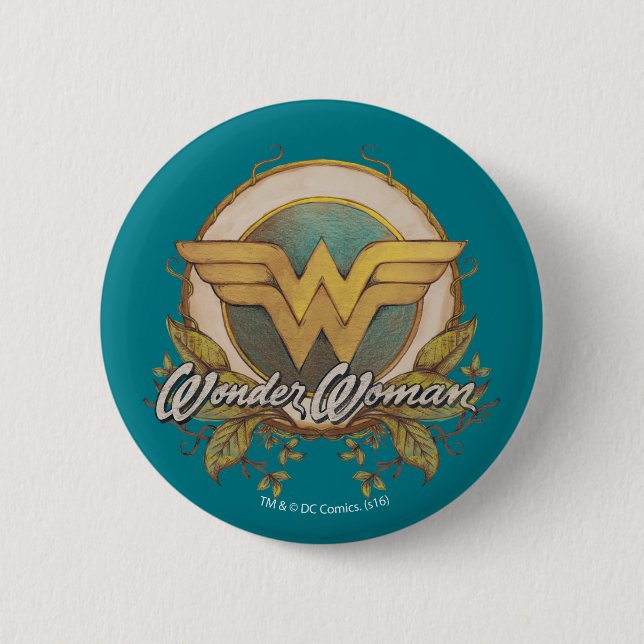 Wonder Woman Foliage Sketch Logo Button (Vorderseite)