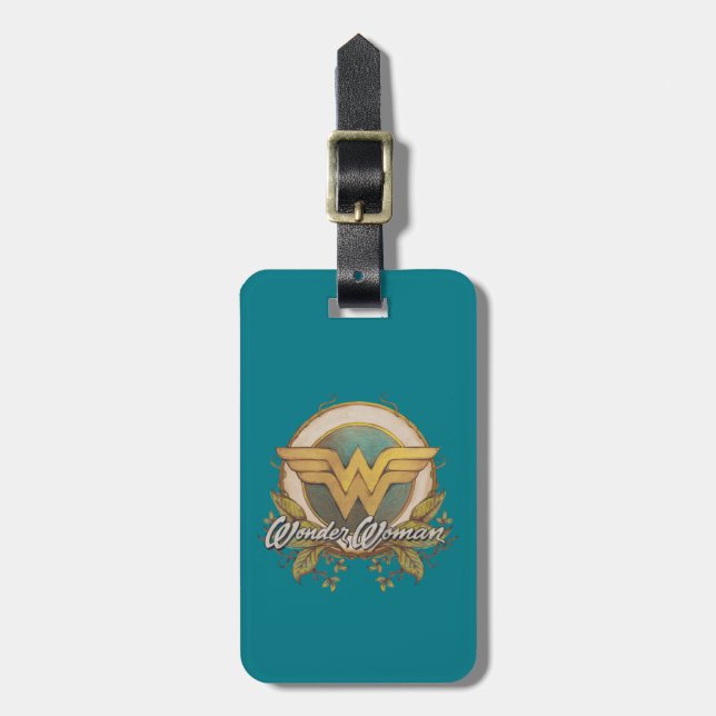 Wonder Woman Foliage Sketch Logo Gepäckanhänger (Vorderseite vertikal)