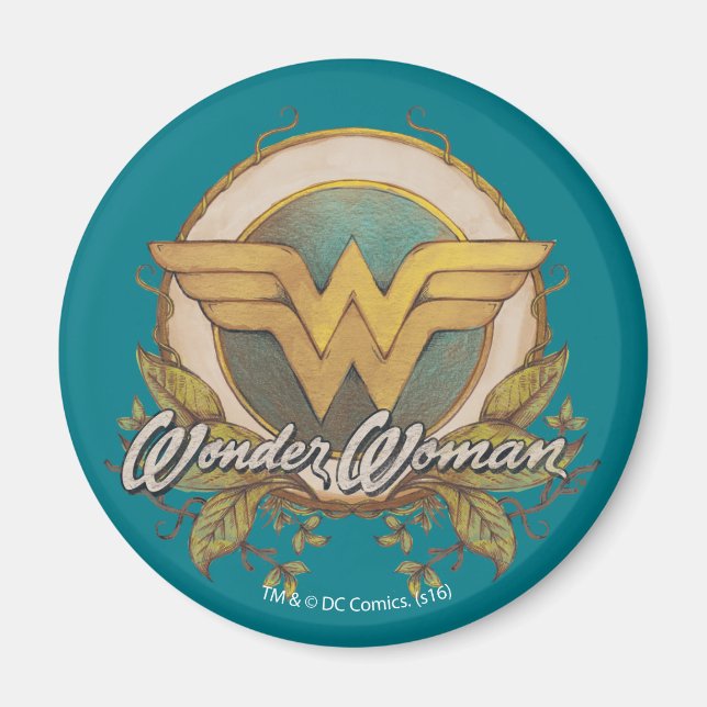 Wonder Woman Foliage Sketch Logo Magnet (Vorne)