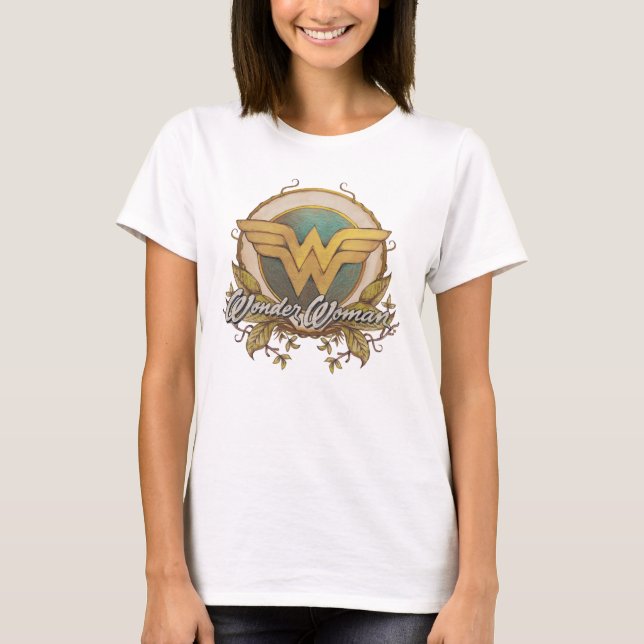 Wonder Woman Foliage Sketch Logo T-Shirt (Vorderseite)