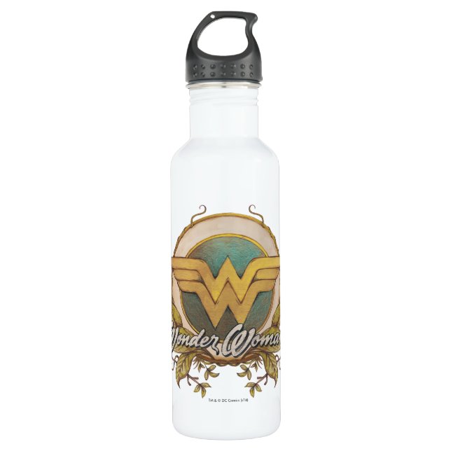 Wonder Woman Foliage Sketch Logo Trinkflasche (Vorderseite)