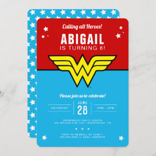 Wonder Woman - Geburtstag der klassischen Logostar Einladung