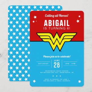 Wonder Woman - Geburtstag der klassischen Logostar Einladung