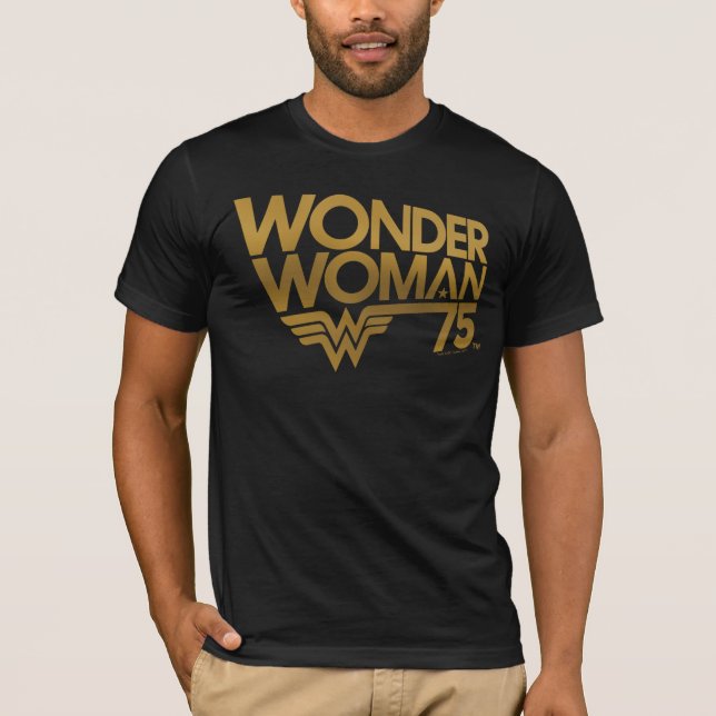 Wonder Woman Gold-Logo zum 75-jährigen Jubiläum T-Shirt (Vorderseite)