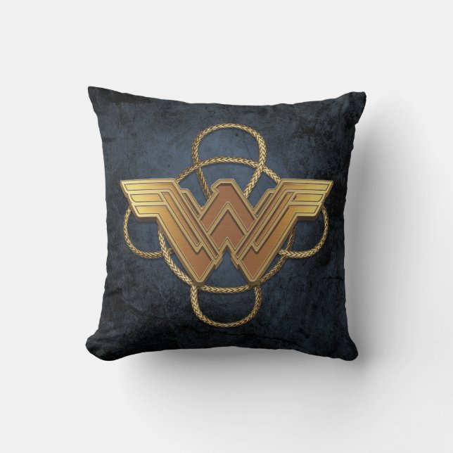 Wonder Woman Gold Symbol über Lasso Kissen (Vorderseite)