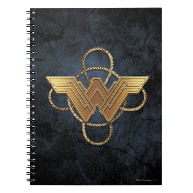 Wonder Woman Gold Symbol über Lasso Notizblock (Vorderseite)
