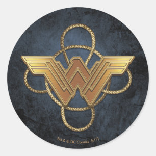 Wonder Woman Gold Symbol über Lasso Runder Aufkleber