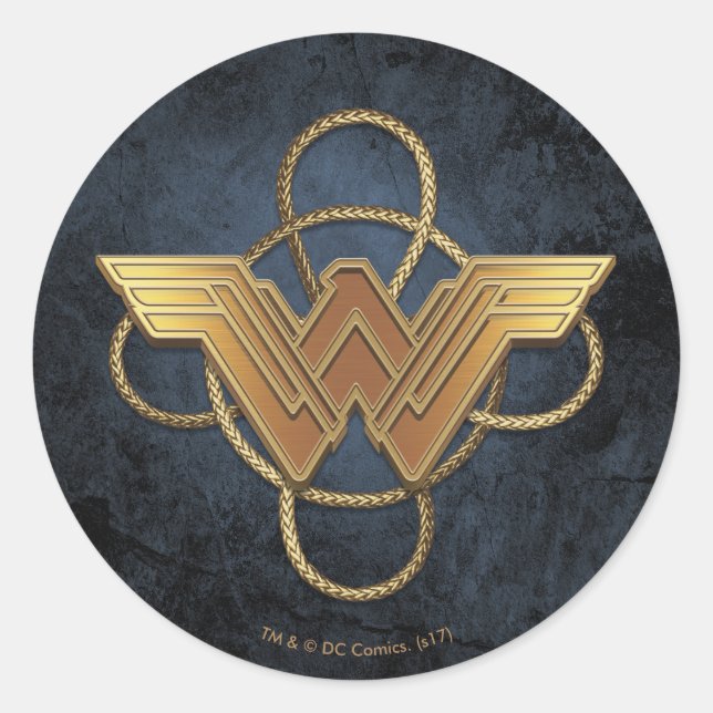 Wonder Woman Gold Symbol über Lasso Runder Aufkleber (Vorderseite)
