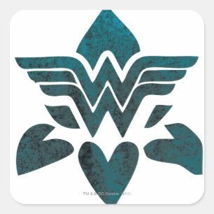 Wonder Woman Grunge Logo Quadratischer Aufkleber