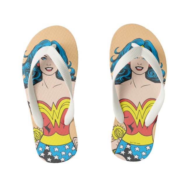 Wonder Woman Hands auf Hüften Kinderbadesandalen (Fußbett)