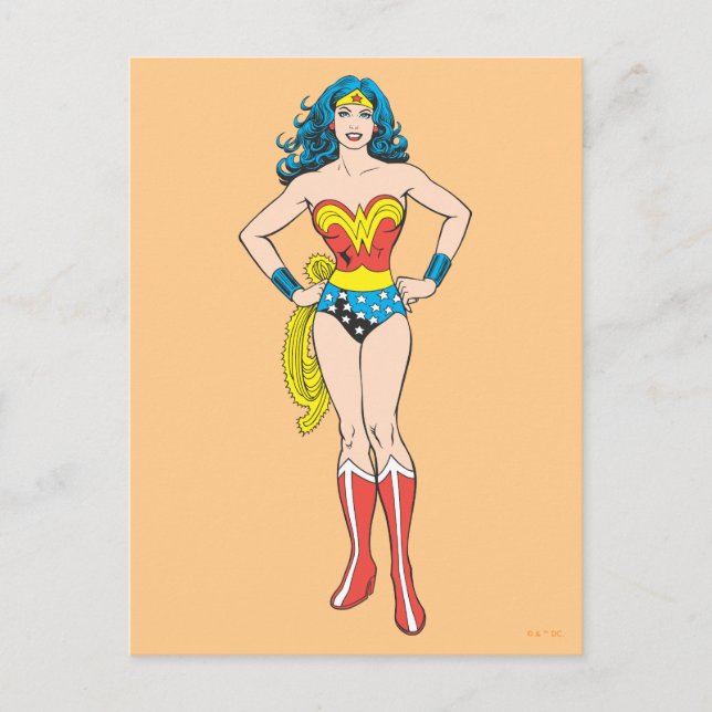Wonder Woman Hands auf Hüften Postkarte (Vorderseite)
