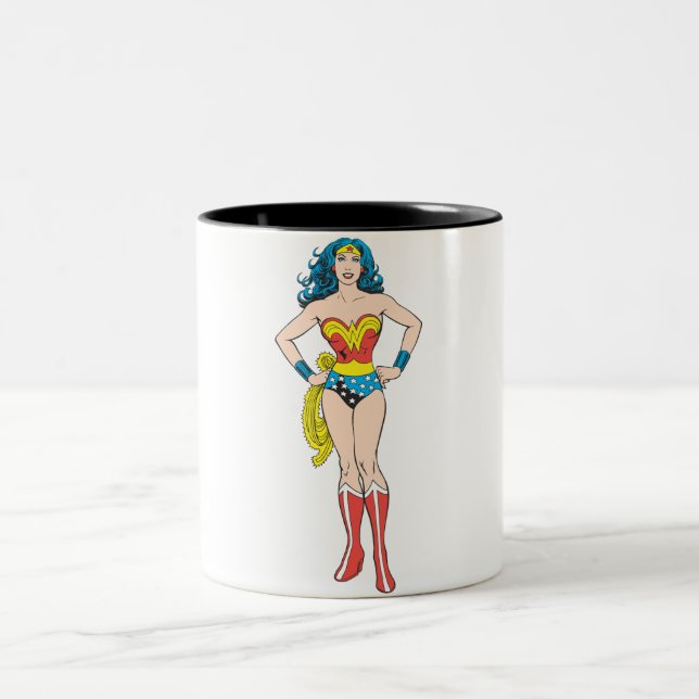 Wonder Woman Hands auf Hüften Zweifarbige Tasse (Mittel)