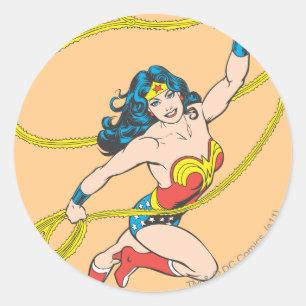 Wonder Woman Holds Lasso 3 Runder Aufkleber