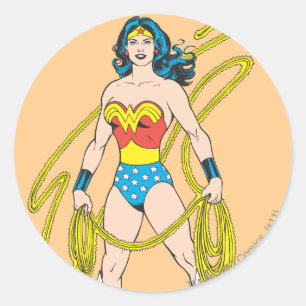 Wonder Woman Holds Lasso 5 Runder Aufkleber