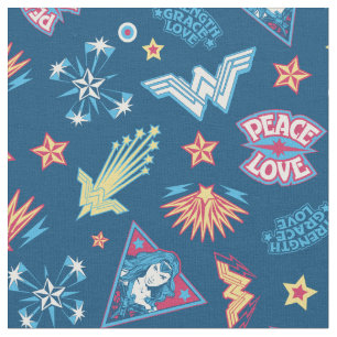 Wonder Woman Icons & Phrases Muster Stoff