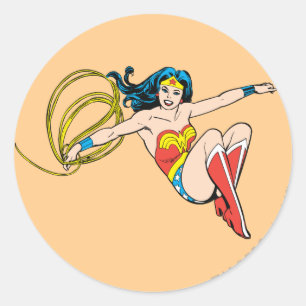 Wonder Woman Jumping Runder Aufkleber