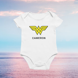 Wonder Woman   Klassisches Logo   Name hinzufügen Baby Strampler