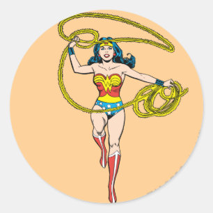 Wonder Woman Lasso über Kopf Runder Aufkleber