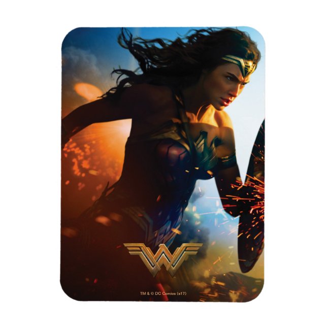 Wonder Woman läuft auf dem Schlachtfeld Magnet (Vertikal)