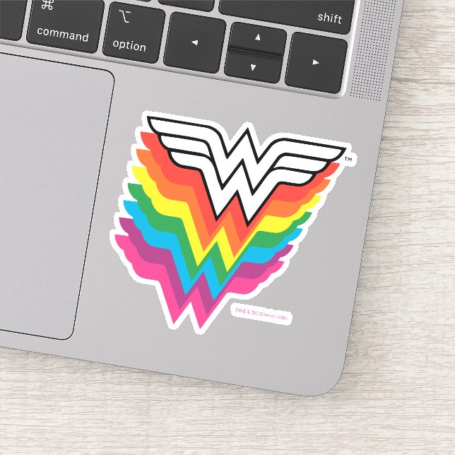 Wonder Woman Layered Rainbow Logo Aufkleber (Detail)