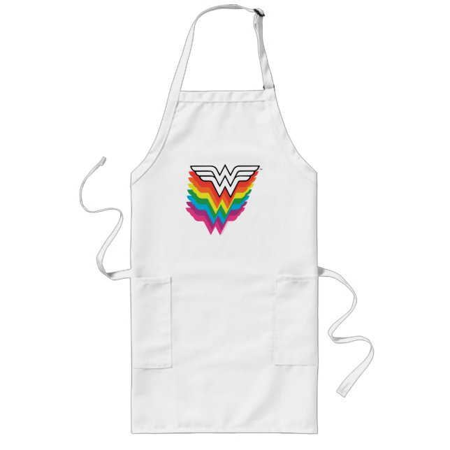 Wonder Woman Layered Rainbow Logo Lange Schürze (Vorne)