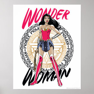 Wonder Woman mit griechischem StammesEmblem Poster