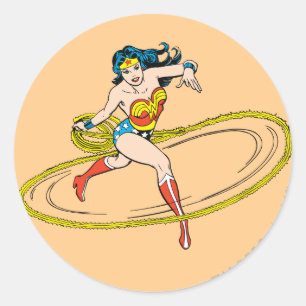 Wonder Woman mit Lasso verkabelt Runder Aufkleber