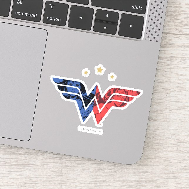 Wonder Woman Modern & Retro Comic Overlay-Logo Aufkleber (Detail)
