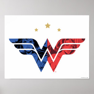 Wonder Woman Modern & Retro Comic Overlay-Logo Poster