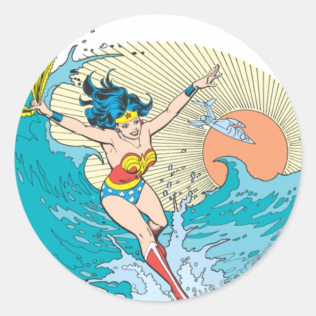 Wonder Woman Ocean Sky Runder Aufkleber (Vorderseite)