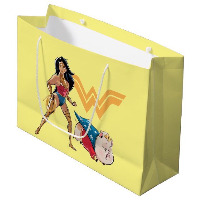 Wonder Woman & PB Große Geschenktüte (Vorderseite Schrägansicht)