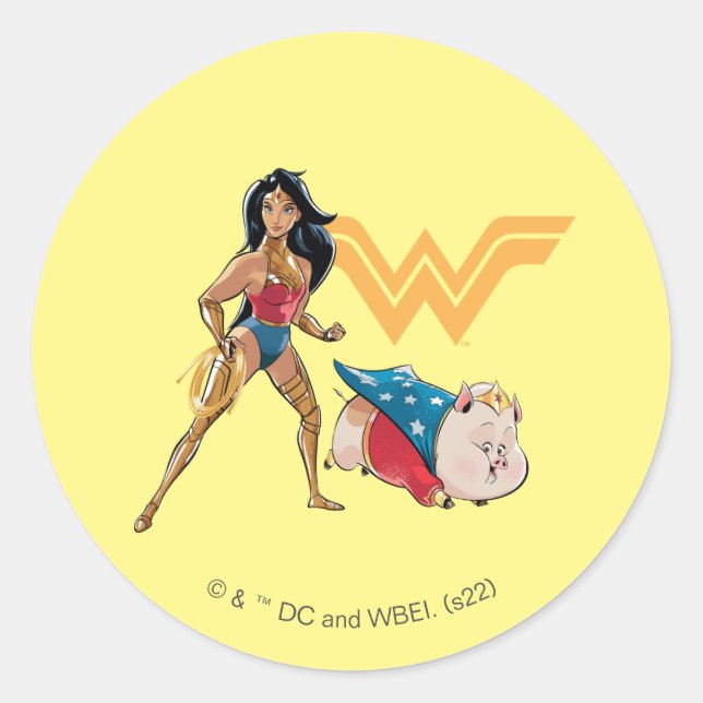 Wonder Woman & PB Runder Aufkleber (Vorderseite)