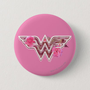 Wonder Woman Pink Camellier Blume Logo Button