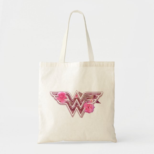 Wonder Woman Pink Camellier Blume Logo Tragetasche (Vorne)