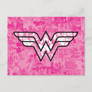 Wonder Woman Pink Comic Book Collage Logo Einladungspostkarte