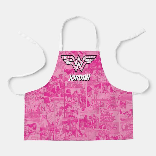 Wonder Woman Pink Comic Book Collage Logo Schürze (Vorderseite)