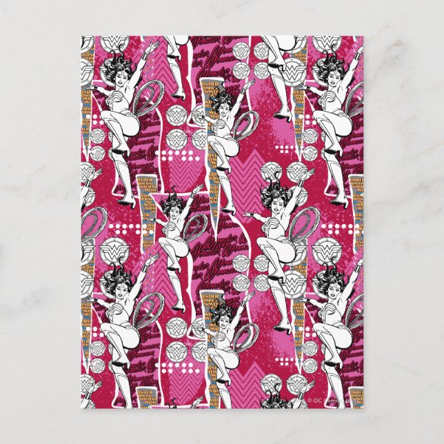 Wonder Woman Pink Pattern Postkarte (Vorderseite)