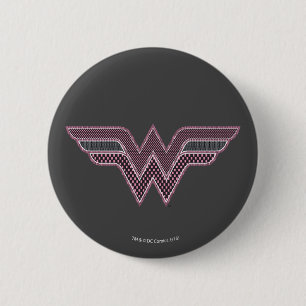 Wonder Woman Pink und Black Schachbrett Mesh Logo Button
