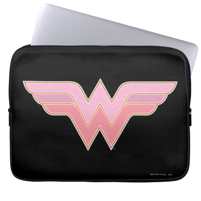 Wonder Woman Pink und Orange Mesh Logo Laptopschutzhülle (Vorderseite)