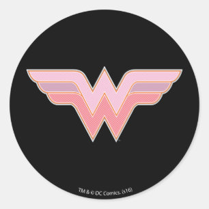 Wonder Woman Pink und Orange Mesh Logo Runder Aufkleber