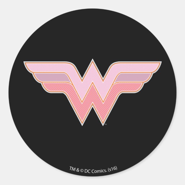 Wonder Woman Pink und Orange Mesh Logo Runder Aufkleber (Vorderseite)