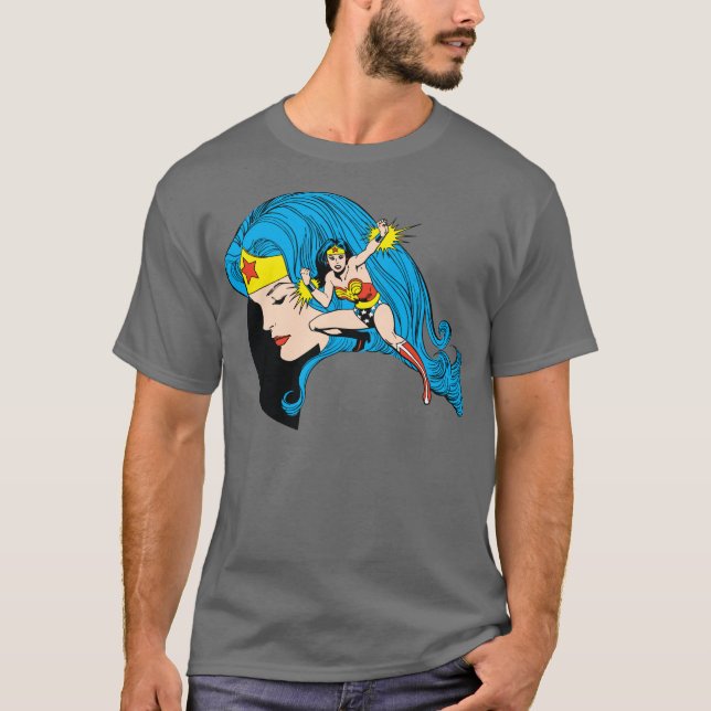 Wonder Woman Profil Hintergrund T-Shirt (Vorderseite)