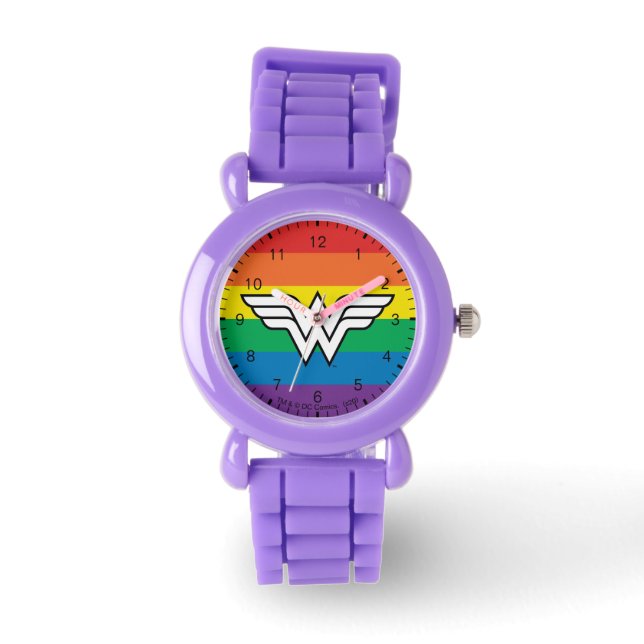 Wonder Woman Rainbow Logo Armbanduhr (Vorderseite)