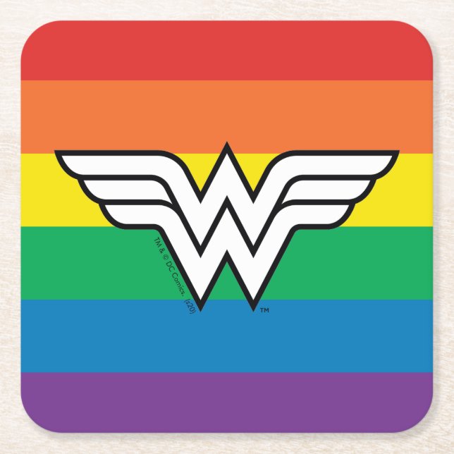 Wonder Woman Rainbow Logo Rechteckiger Pappuntersetzer (Vorderseite)