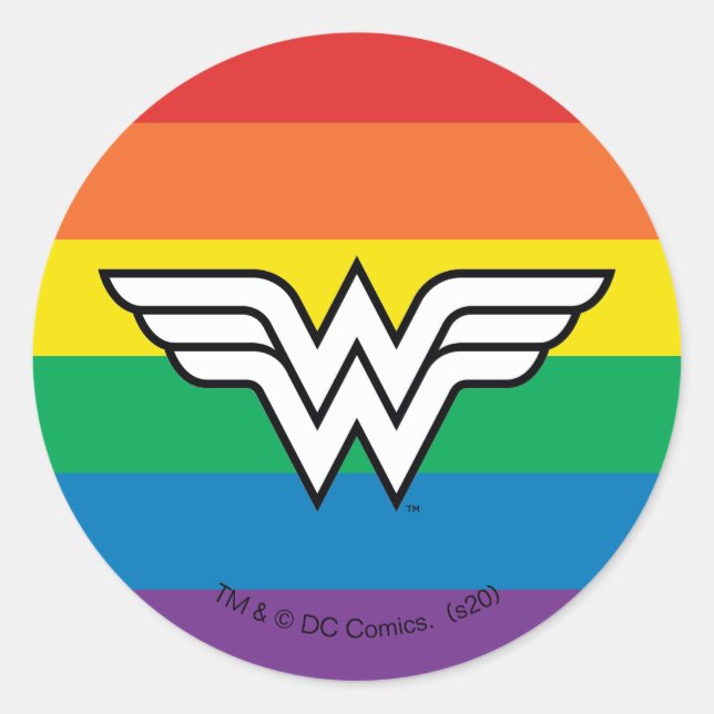 Wonder Woman Rainbow Logo Runder Aufkleber (Vorderseite)