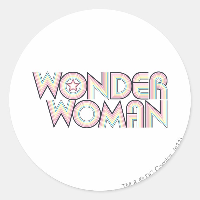 Wonder Woman Rainbow Logo Runder Aufkleber (Vorderseite)