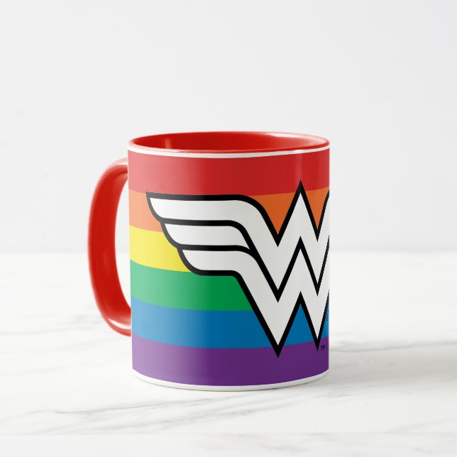 Wonder Woman Rainbow Logo Tasse (Vorderseite Links)